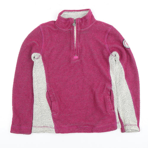 Weird Fish Girls Pink 1/4 Zip Sweatshirt Size 11-12 Bouclé