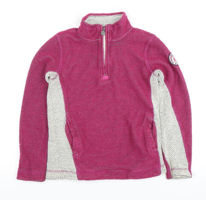 Weird Fish Girls Pink 1/4 Zip Sweatshirt Size 11-12 Bouclé