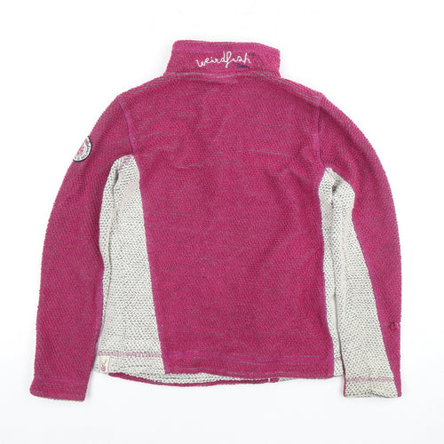 Weird Fish Girls Pink 1/4 Zip Sweatshirt Size 11-12 Bouclé