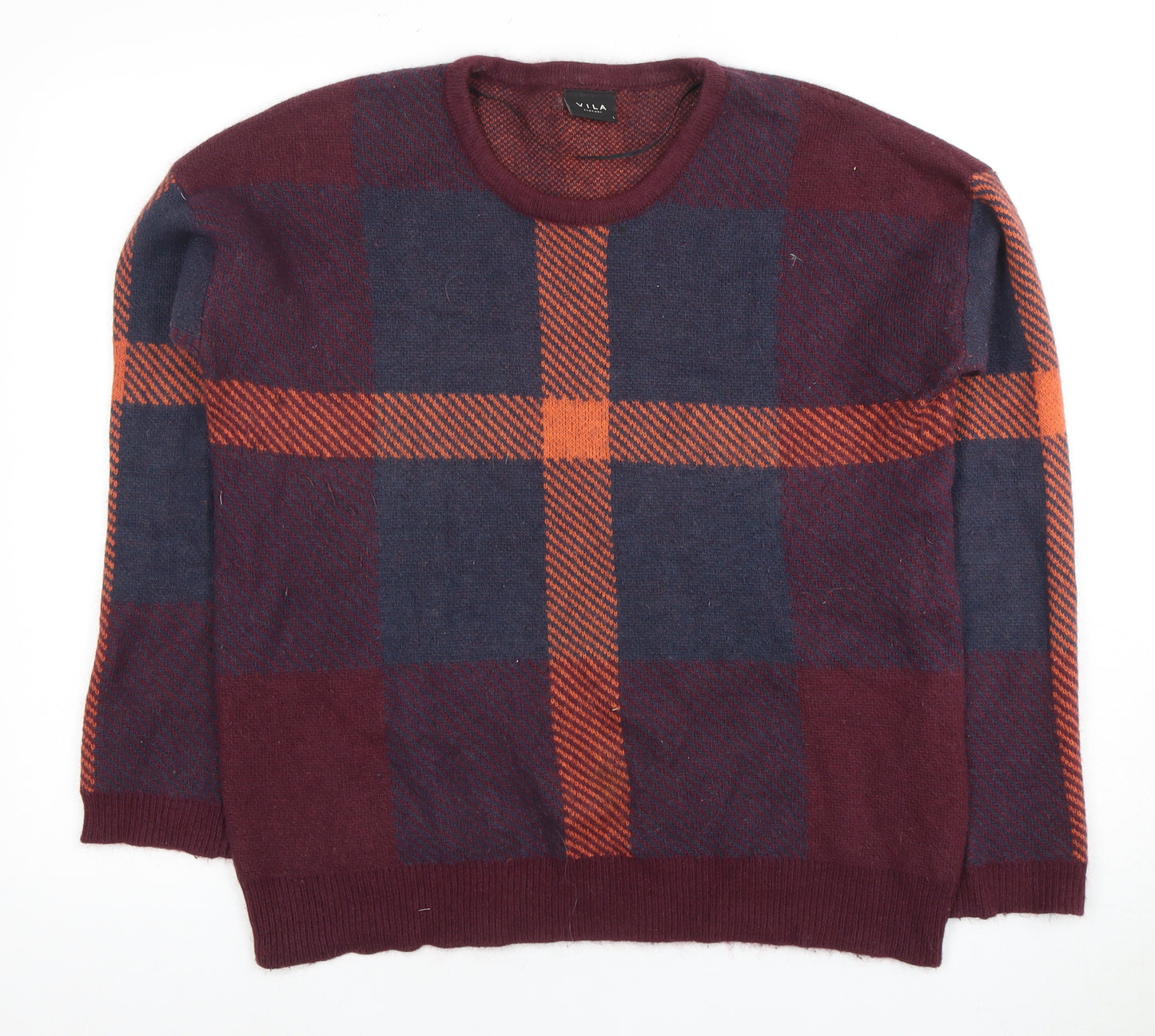 Vila Women's Multicoloured Long Sleeve Check Jumper
