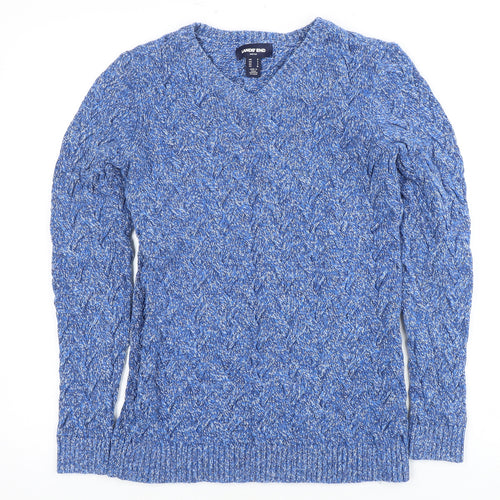 Lands' End Men's Blue V-Neck Pullover Jumper M