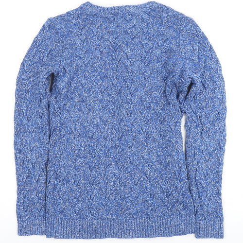 Lands' End Men's Blue V-Neck Pullover Jumper M