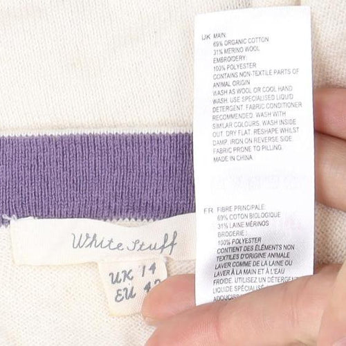 White Stuff Women's Ivory Cardigan - Size 14, Animal Theme