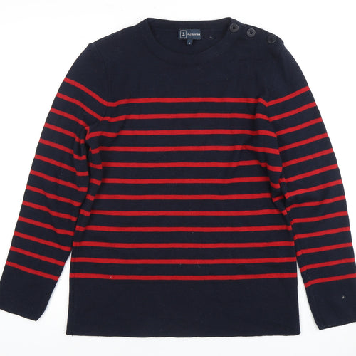 Armor Lux Women's Navy Striped Wool Pullover, Size 14