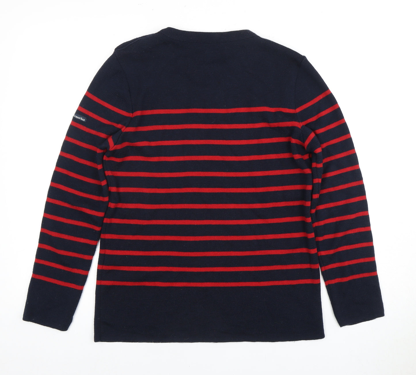Armor Lux Women's Navy Striped Wool Pullover, Size 14