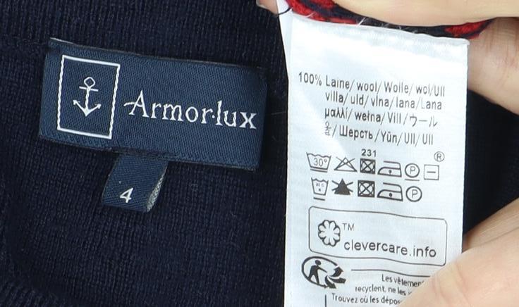 Armor Lux Women's Navy Striped Wool Pullover, Size 14