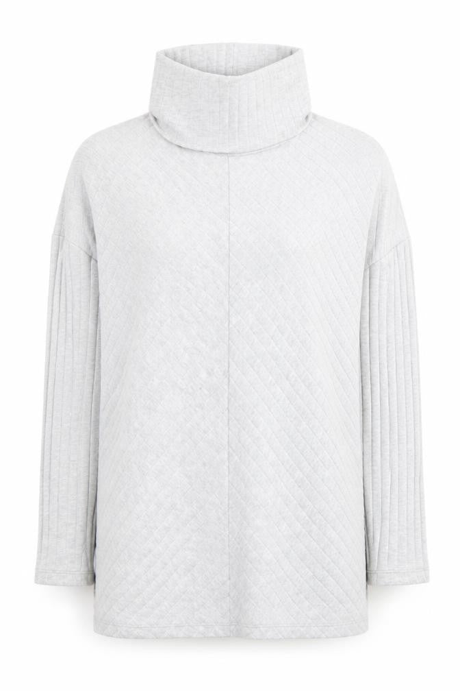 Front view of Lipsy Women's Grey Roll Neck Jumper, size 12