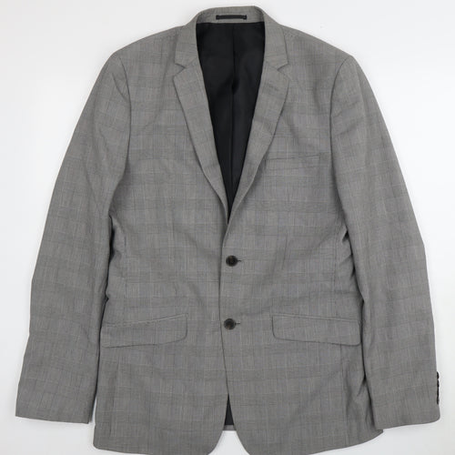 Jack Reid Men's Grey Check Slim Fit Blazer