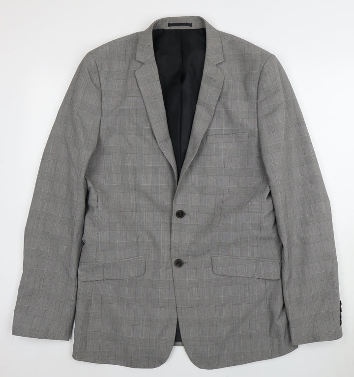 Jack Reid Men's Grey Check Slim Fit Blazer