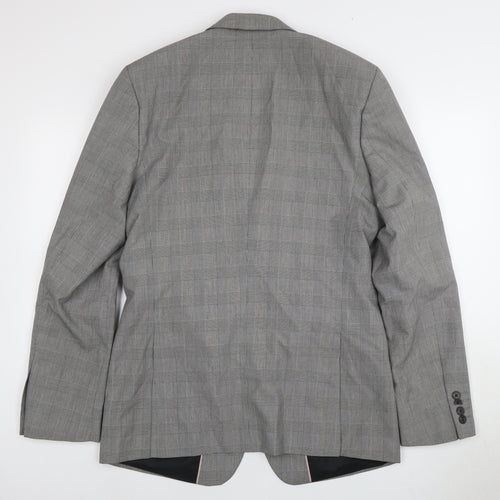 Jack Reid Men's Grey Check Slim Fit Blazer