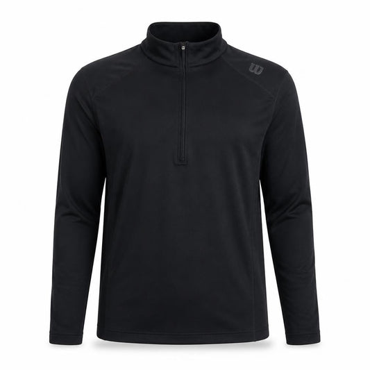 Front view of Wilson Men's Black S Casual Pullover 1/4 Zip Top