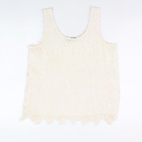 New Look Women's Ivory Lace Camisole Tank, Size M