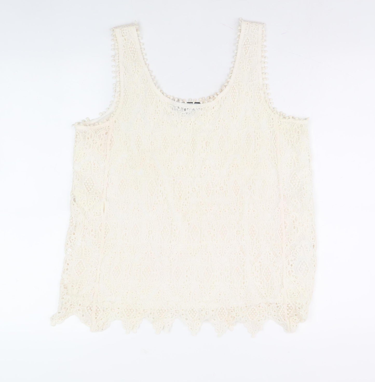 New Look Women's Ivory Lace Camisole Tank, Size M