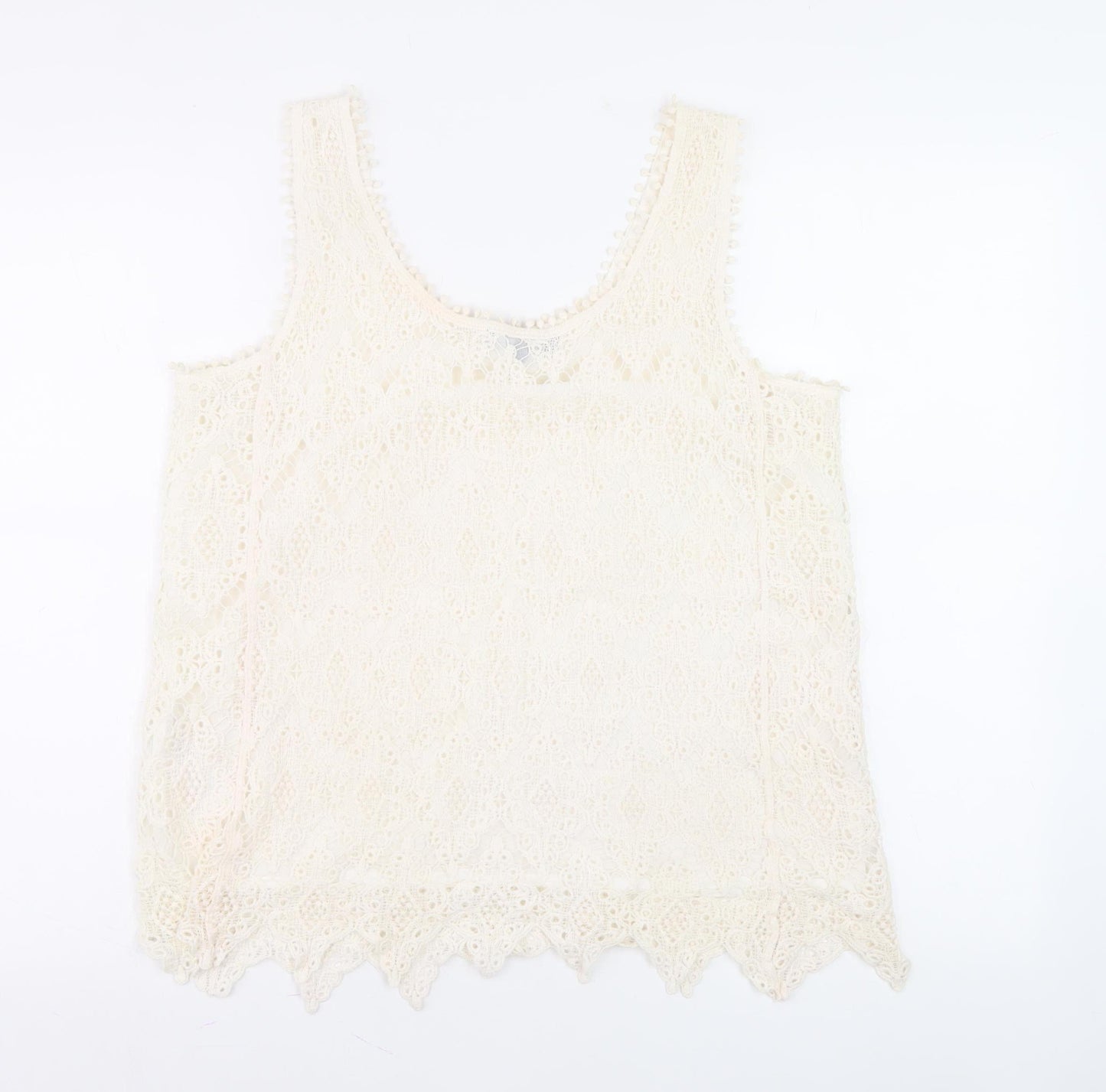 New Look Women's Ivory Lace Camisole Tank, Size M