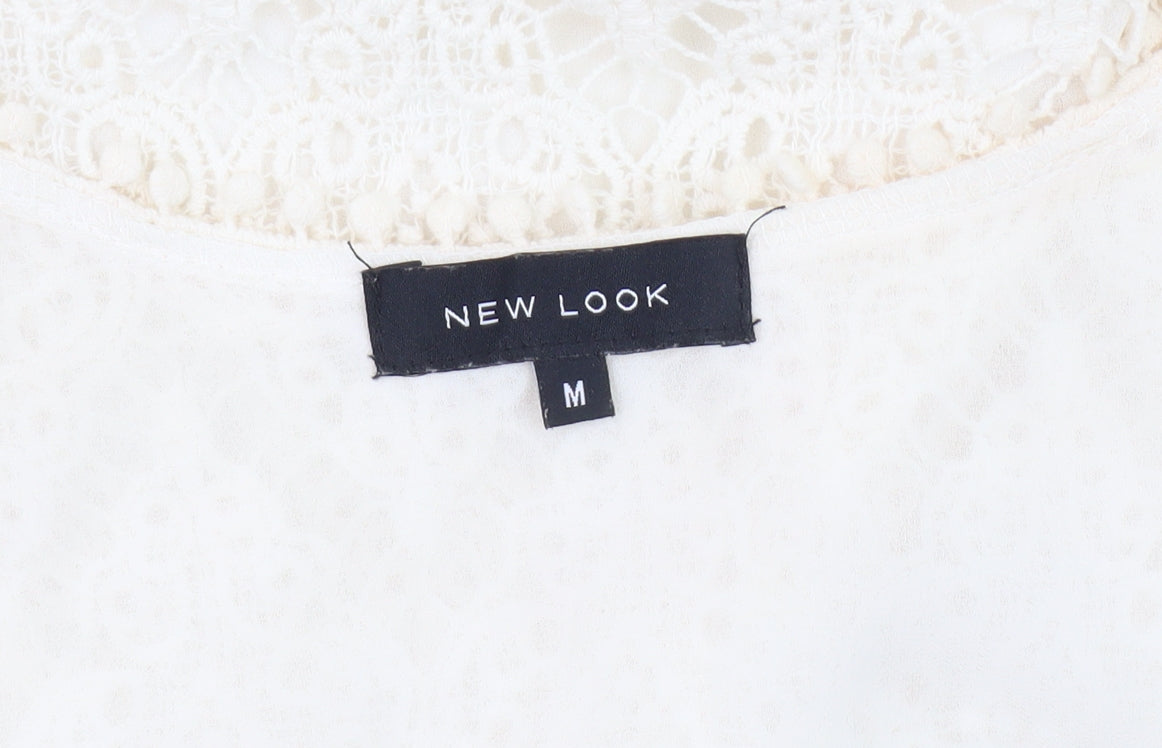 New Look Women's Ivory Lace Camisole Tank, Size M