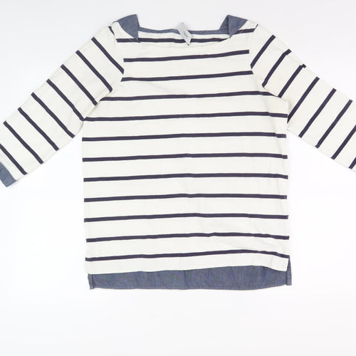 Next Women's White Striped Long Sleeve T-Shirt, Size 10
