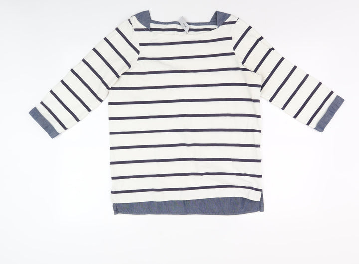 Next Women's White Striped Long Sleeve T-Shirt, Size 10