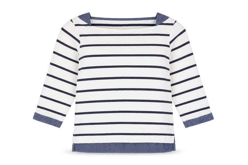 Front view of Next Women's White Striped Long Sleeve T-Shirt, size 10