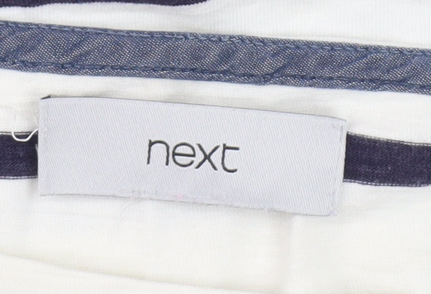 Next Women's White Striped Long Sleeve T-Shirt, Size 10