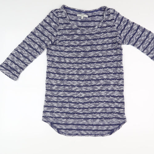 Next Women Blue Striped Top 3/4 Sleeve Size 8