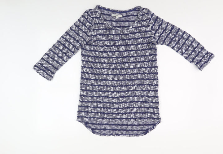 Next Women Blue Striped Top 3/4 Sleeve Size 8