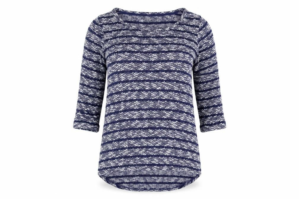 Front view of Next Women Blue Striped Top 3/4 Sleeve, size 8
