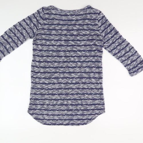 Next Women Blue Striped Top 3/4 Sleeve Size 8