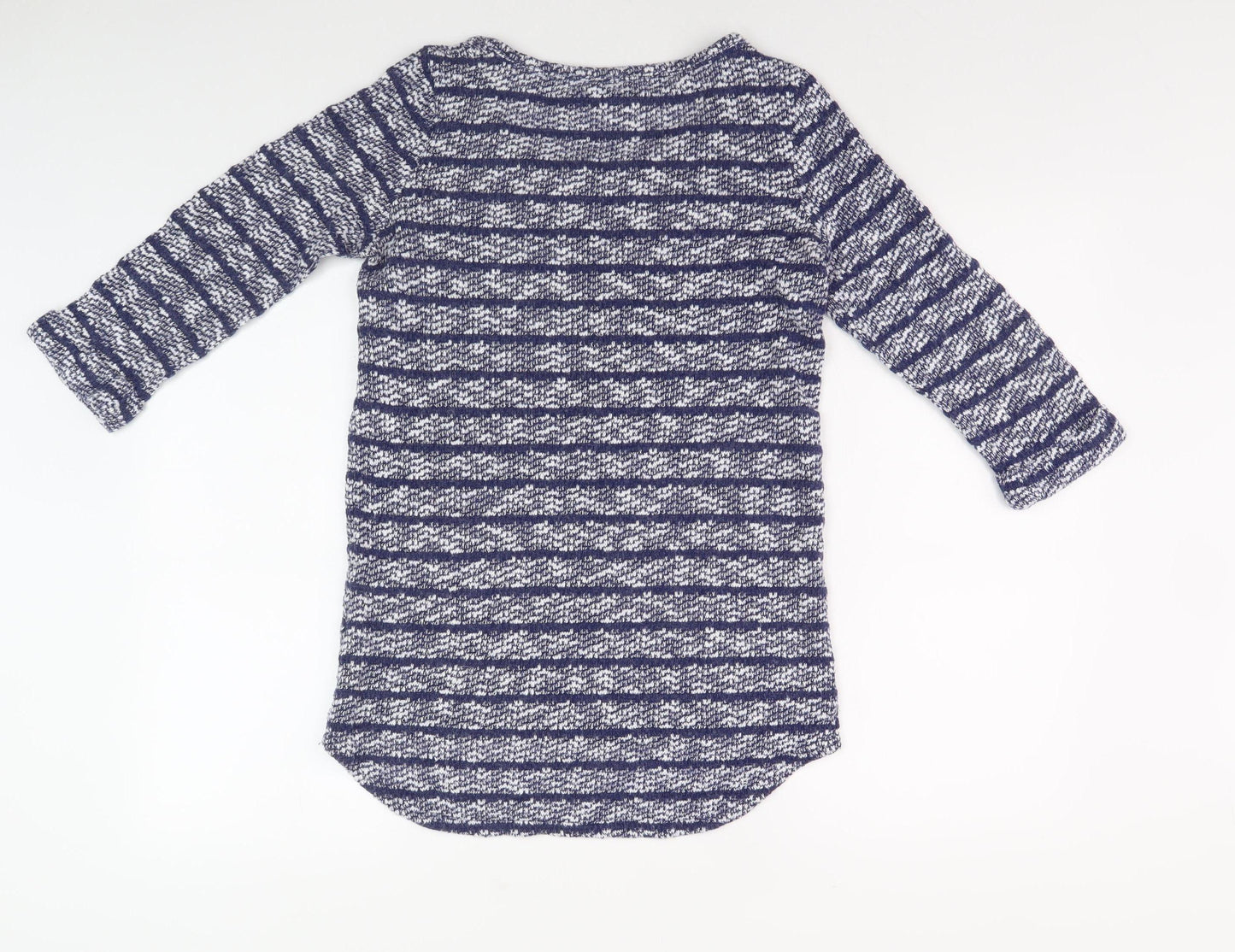 Next Women Blue Striped Top 3/4 Sleeve Size 8