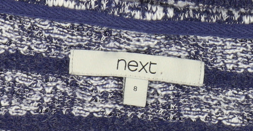 Next Women Blue Striped Top 3/4 Sleeve Size 8