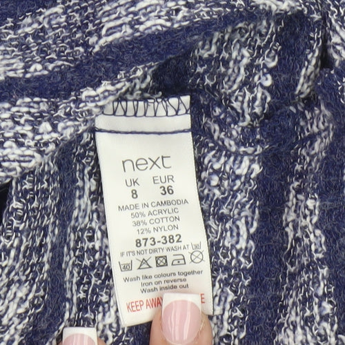 Next Women Blue Striped Top 3/4 Sleeve Size 8