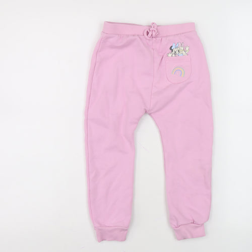 George Girls Pink Jogger Trousers 4-5 Years Disney Design