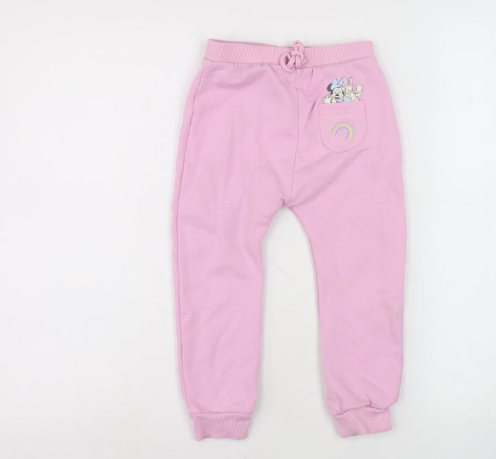 George Girls Pink Jogger Trousers 4-5 Years Disney Design