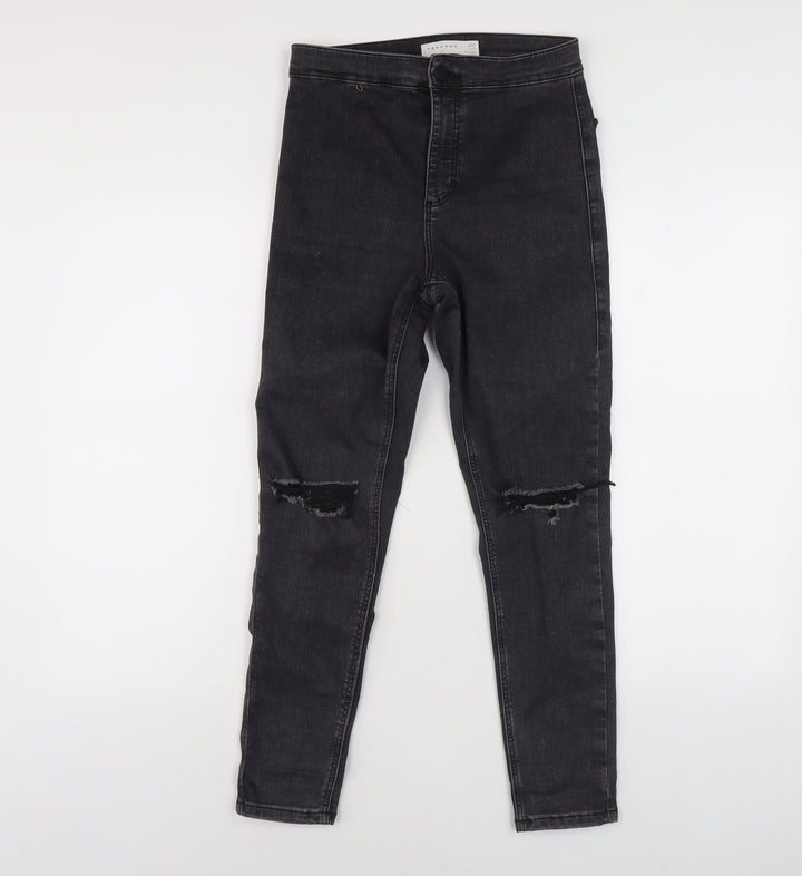 Topshop Black Skinny Distressed Jeans, 28 Waist, Unisex