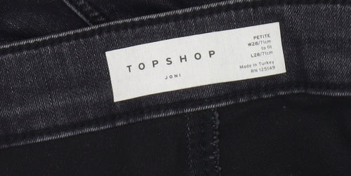 Topshop Black Skinny Distressed Jeans, 28 Waist, Unisex