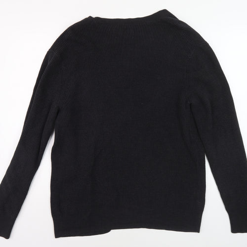 AllSaints Men's Black Cardigan, Large, Cotton Knit