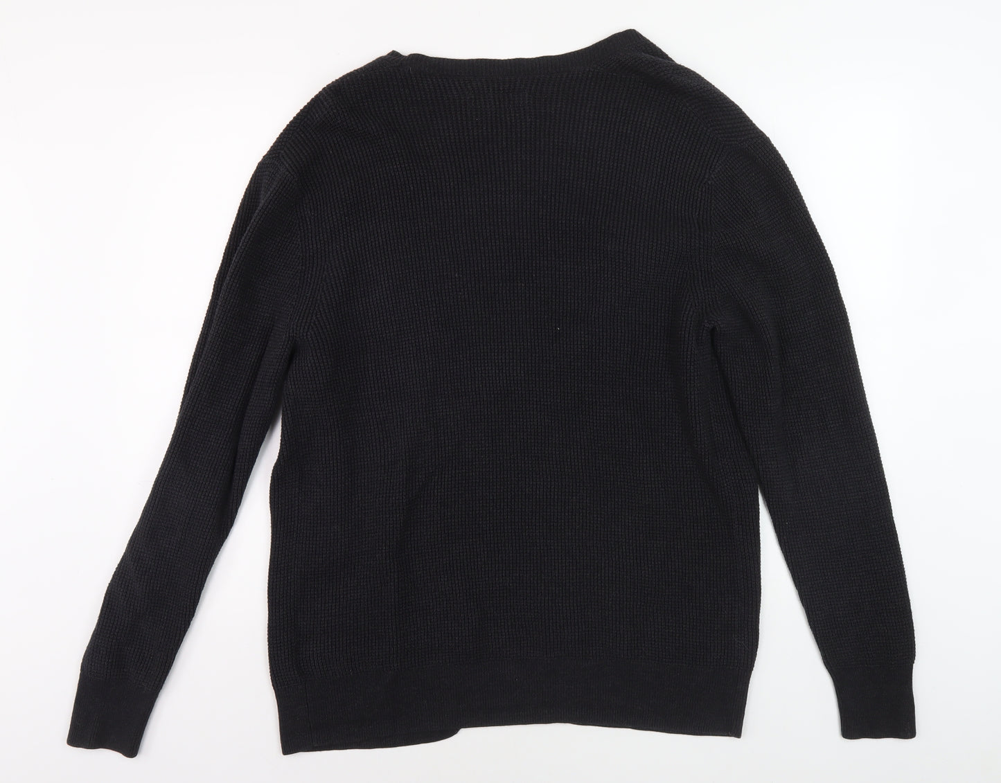 AllSaints Men's Black Cardigan, Large, Cotton Knit