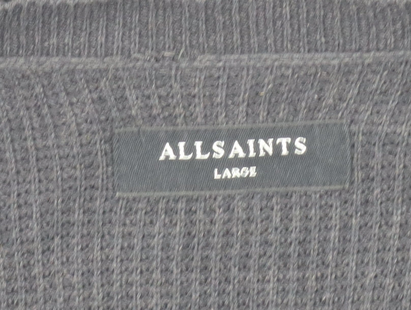 AllSaints Men's Black Cardigan, Large, Cotton Knit
