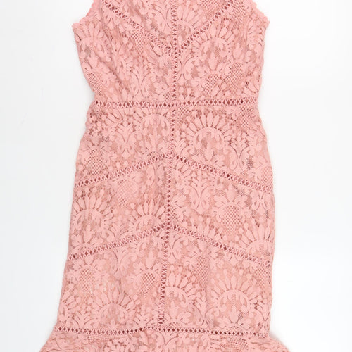 New Look Women Pink Lace Dress Size 8