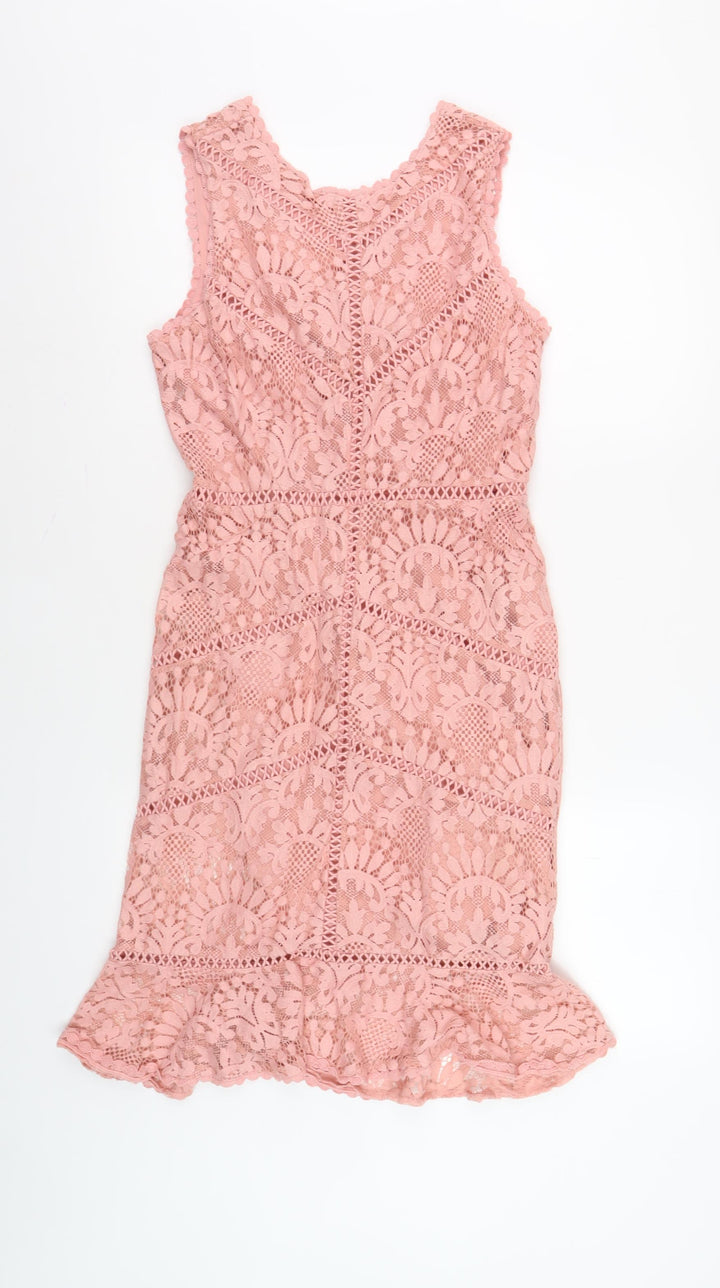 New Look Women Pink Lace Dress Size 8