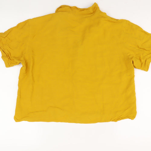 Uniqlo Women's Yellow Linen Button-Up Shirt Size S