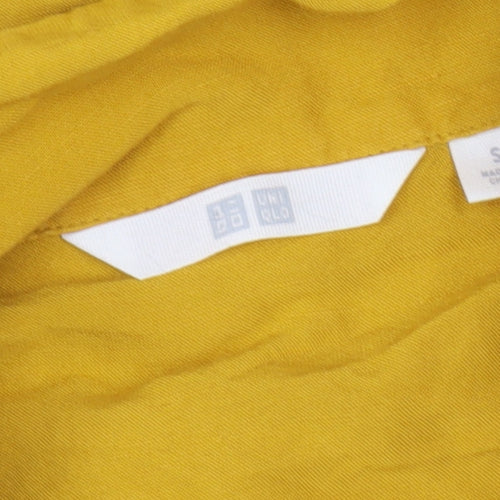 Uniqlo Women's Yellow Linen Button-Up Shirt Size S