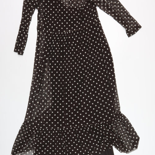 Connected Apparel Women's Black Polka Dot Dress 10