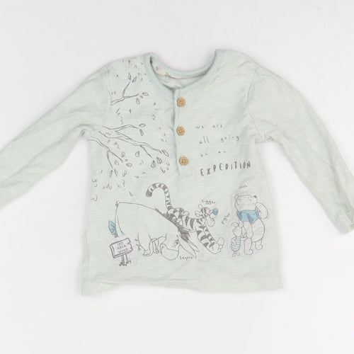 Disney Unisex Baby Blue T-Shirt 3-6M - Cute Pooh Graphic