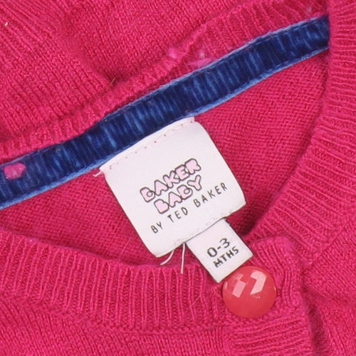 Baker by Ted Baker Pink Unisex Baby Cardigan 0-3 Months