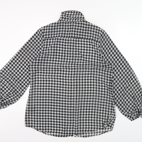 SOSANDAR Women's Black Houndstooth Button-Up Shirt