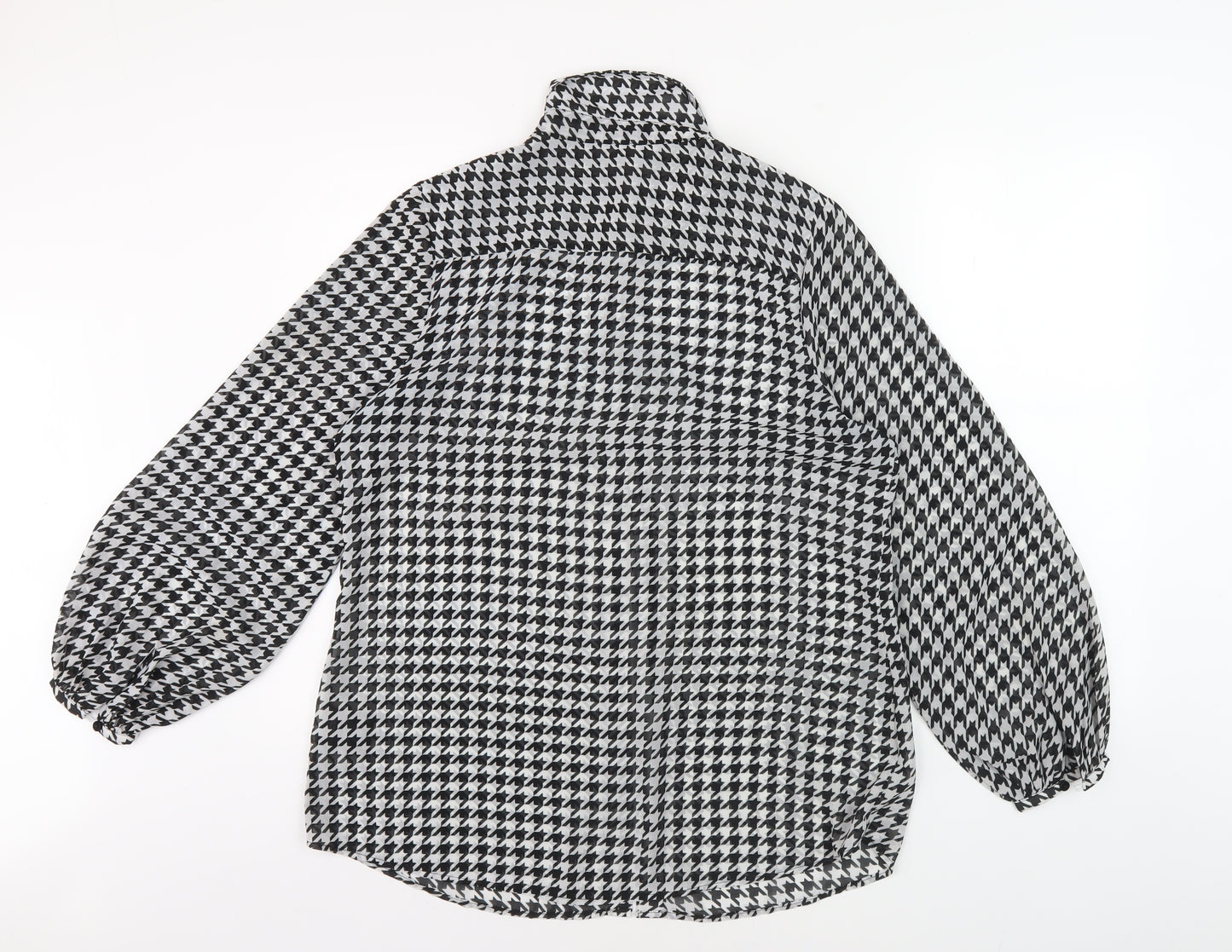 SOSANDAR Women's Black Houndstooth Button-Up Shirt