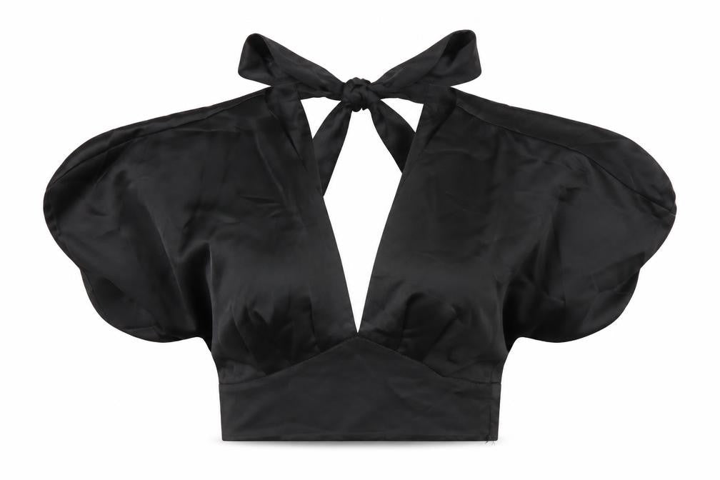 Front view of Zara Women's Black Halter Top, size 6