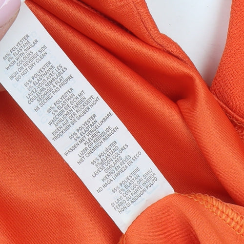 Boohoo Women's Orange V-Neck Fit & Flare Dress, Size 6