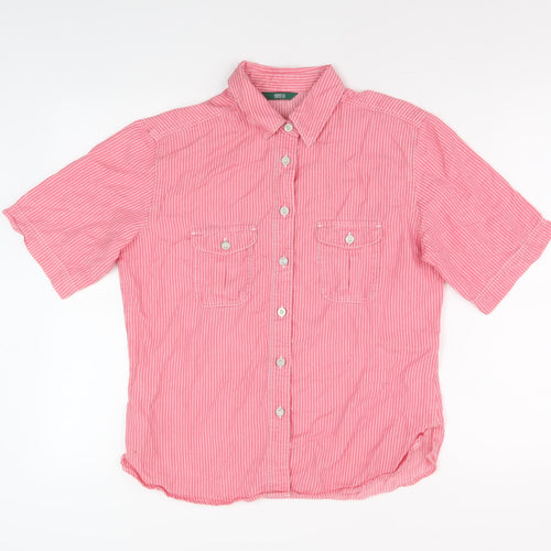 Marks & Spencer Women's Pink Striped Button-Up Shirt UK 12