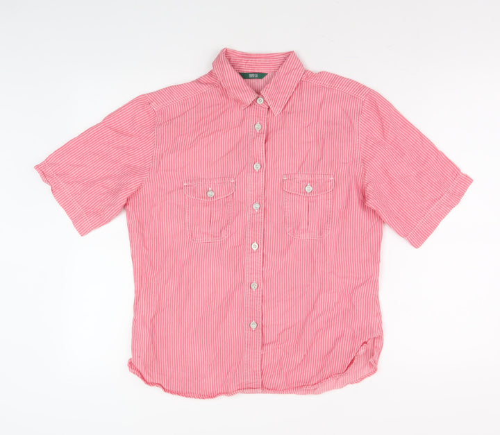 Marks & Spencer Women's Pink Striped Button-Up Shirt UK 12